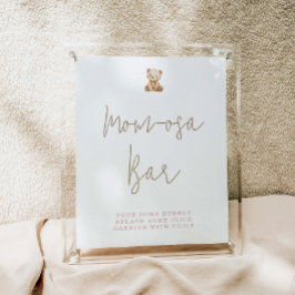Poster Chá de Bebê Urso Teddy Minimalista Momosa Bar