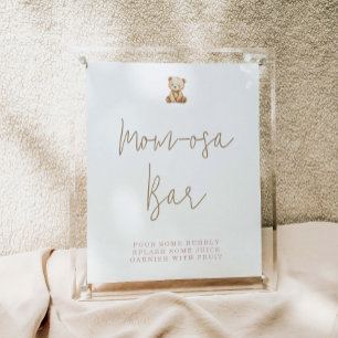 Poster Chá de Bebê Urso Teddy Minimalista Momosa Bar