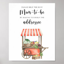 Poster Chá de bebê vegetariano - Ajude a futura mamãe ocu