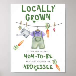 Poster Chá de bebê vegetariano - Ajude a futura mamãe ocu