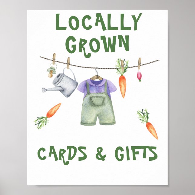 Poster Chá de bebê vegetariano - cartões e presentes (Frente)