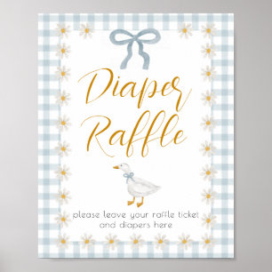 Poster Chá de Bebê Xadrez Azul Silly Goose Sorteio de Fra