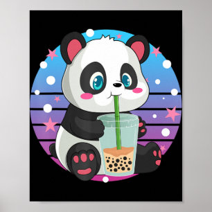 Poster Chá de Boba Panda Bubble Tea Anime Kawaii Neko