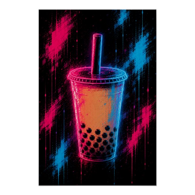 Pôster Chá de Bolha Neon (Frente)