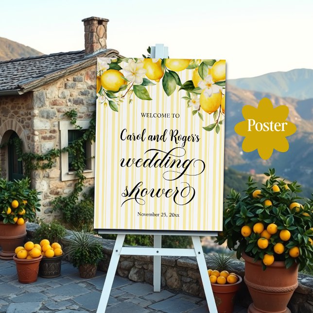 Poster Chá de casamento de Verão do Lemon Branch Mediterr (Criador carregado)