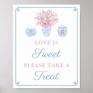 Poster Chá de casamento Preppy Blue Sweet Favor Mesa
