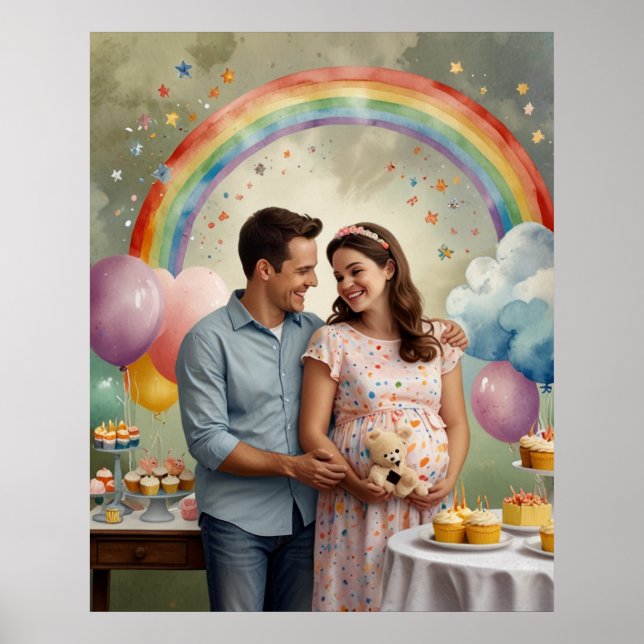 Poster Chá de fraldas alegre com mamãe e Pai (Frente)