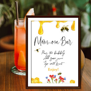 Poster Chá de fraldas Amarelo De Abelhas Mãe-Osa Bar
