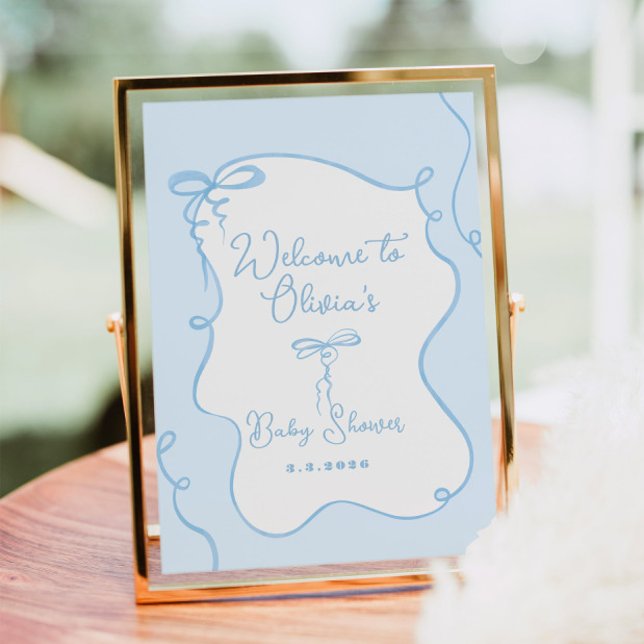 Poster Chá de fraldas arco de onda azul acolhido (Criador carregado)