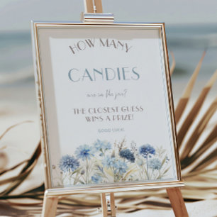 Poster Chá de fraldas Azul de Flores Selvagens Quantas Ca