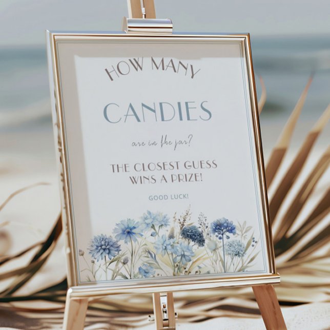 Poster Chá de fraldas Azul de Flores Selvagens Quantas Ca (Criador carregado)