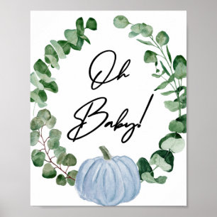Poster Chá de fraldas Azul Pumpkin Boy Oh Baby