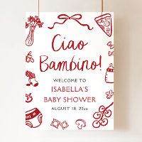 Chá de fraldas Bambino Vermelho Italiano Cute Ciao