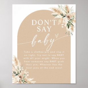 Poster Chá de fraldas Beige Boho Pampas Grass