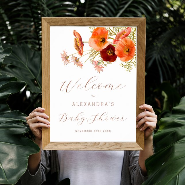 Poster Chá de fraldas Bem-vindo Wildflower Boho Fall Flor (Baby shower welcome boho fall wildflower floral poster whimsical elegant script gender neutral)