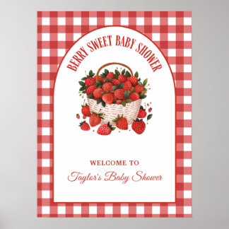 Poster Chá de fraldas Berry Strawberry Sinal de Boas-vind