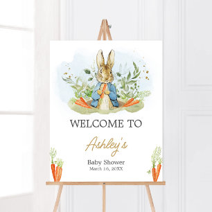 Poster Chá de fraldas Blue Peter Rabbit bem-vindo