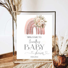 Poster Chá de fraldas Boho Floral Rainbow Girl