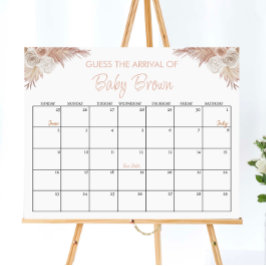 Poster Chá de fraldas Boho Pumpkin Adivinha Calendário de