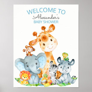 Poster Chá de fraldas bonito da selva do safari da