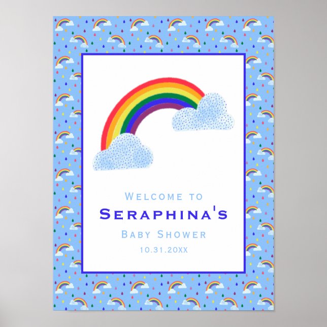 Poster Chá de fraldas Brilho Azul do Céu (Frente)