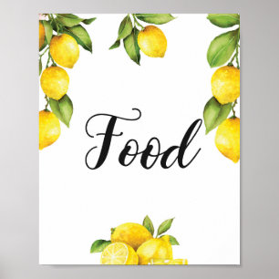 Poster Chá de fraldas Comida de Sinal de Citrus Lemons