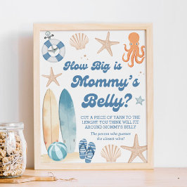 Poster Chá de fraldas Costeiro Como Grande É Sua Bela