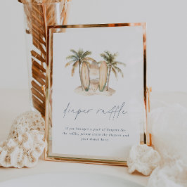 Poster Chá de fraldas costeiro Fralda Raffle Sinal de Sur