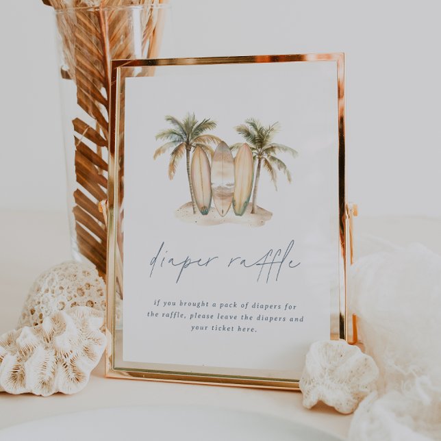 Poster Chá de fraldas costeiro Fralda Raffle Sinal de Sur (Criador carregado)