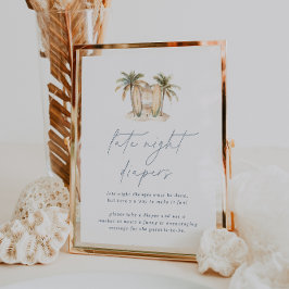 Poster Chá de fraldas Costeiro Sinal de Fraldas Noturnas 