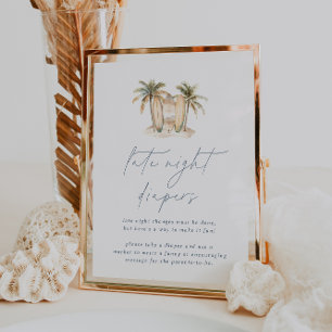 Poster Chá de fraldas Costeiro Sinal de Fraldas Noturnas 