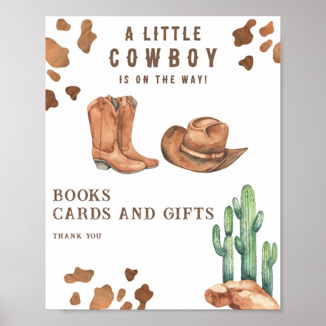 Poster chá de fraldas cowboy - livros, cartões e presente (Frente)