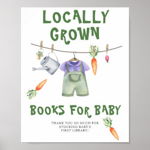 Poster chá de fraldas cultivado localmente - livros para