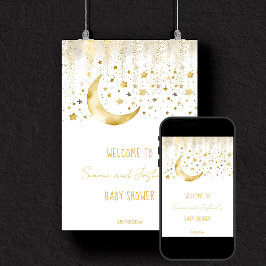 Poster Chá de fraldas da estrela giratória e reluzente