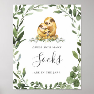 Poster Chá de fraldas Da Família Sloth Sabe Quantas Meias