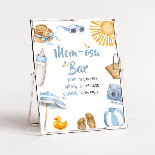 Poster Chá de fraldas de abertura azul Mãe Bar Osa
