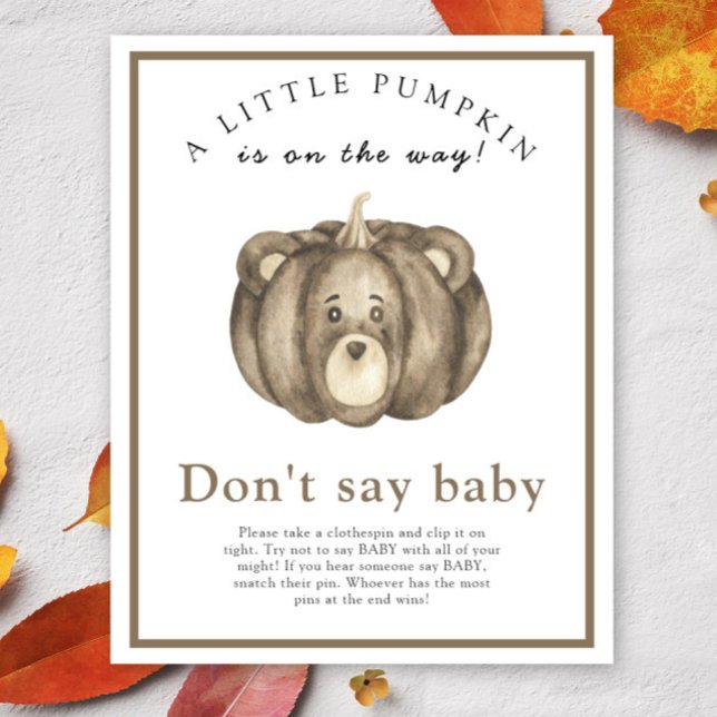 Poster Chá de fraldas de abóbora de aquarela - Não diga b (Criador carregado)