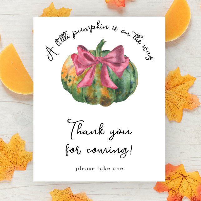 Poster Chá de fraldas de abóbora de aquarela - Obrigado (Criador carregado)