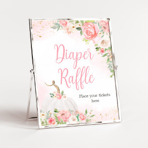 Poster Chá de fraldas de Abóbora Floral Fralda Raffle