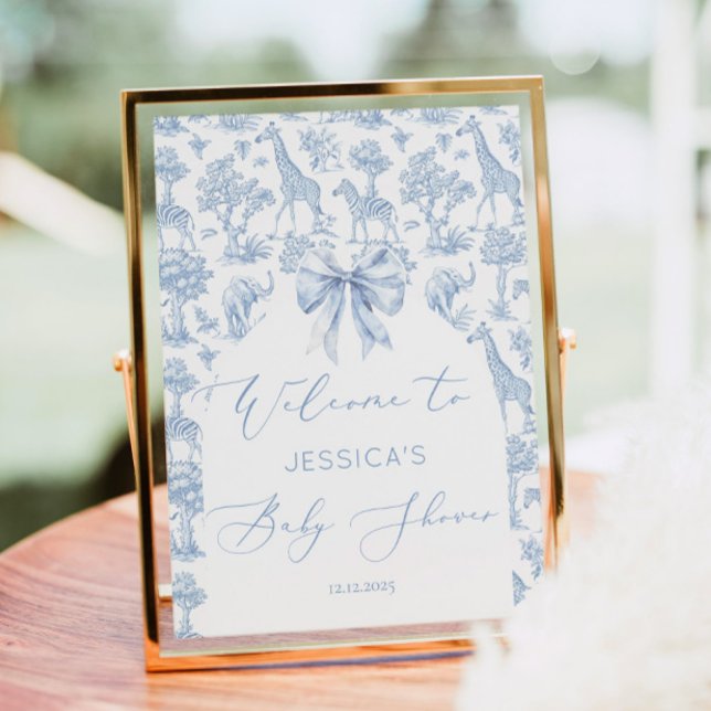 Poster Chá de fraldas de animais Toile de Jouy Safari Bem (Criador carregado)