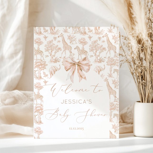 Poster Chá de fraldas de animais Toile de Jouy Safari Bem (Criador carregado)