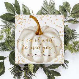 Pôster Chá de fraldas de aquarela de abóbora de ouro-chic