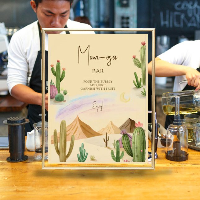 Poster Chá de fraldas de Arco Cactus Boho da Mãe-Osa (Criador carregado)