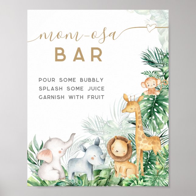 Poster Chá de fraldas De Bebês Safari bar Mãe-osa (Frente)