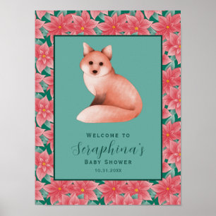 Poster Chá de fraldas de Boas-vindas da Woodland Fox Post