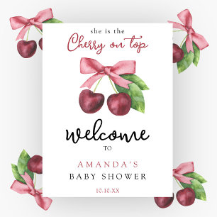 Poster Chá de fraldas de boas-vindas do Cherry arco
