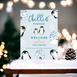 Poster Chá de fraldas de boas-vindas do Pinguim-Inverno
