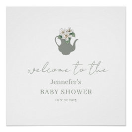 Pôster Chá de fraldas de boas-vindas do Tea Party