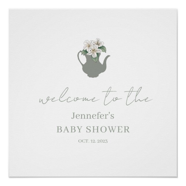 Pôster Chá de fraldas de boas-vindas do Tea Party (Frente)