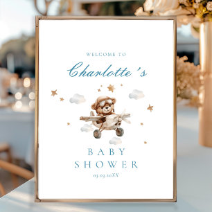 Poster Chá de fraldas de boas-vindas do Urso de Teddy e A